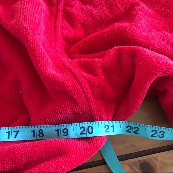 VTG 90s Bill Blass Mens One Size Heavy Terry Cloth Towel Belted Bath Robe Red - Picture 7 of 8